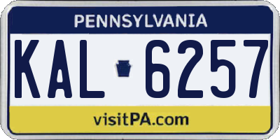 PA license plate KAL6257