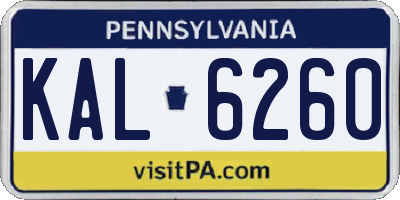 PA license plate KAL6260