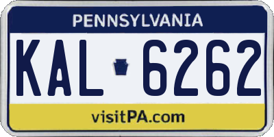 PA license plate KAL6262