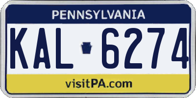 PA license plate KAL6274
