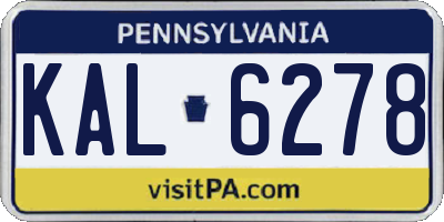 PA license plate KAL6278