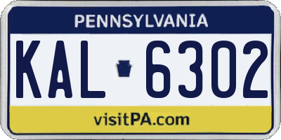 PA license plate KAL6302