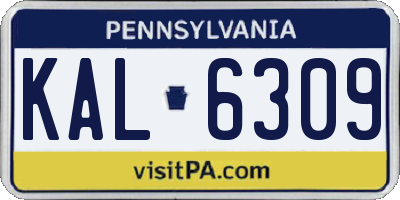 PA license plate KAL6309