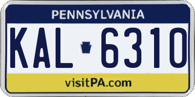 PA license plate KAL6310