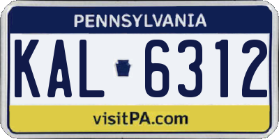 PA license plate KAL6312