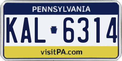 PA license plate KAL6314