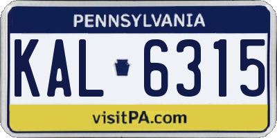 PA license plate KAL6315
