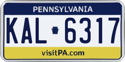 PA license plate KAL6317