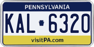 PA license plate KAL6320