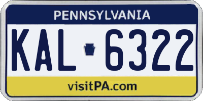 PA license plate KAL6322