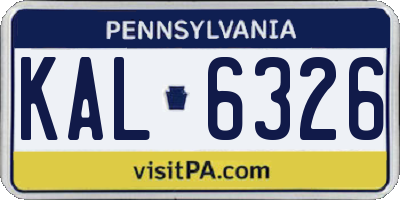 PA license plate KAL6326