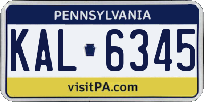 PA license plate KAL6345