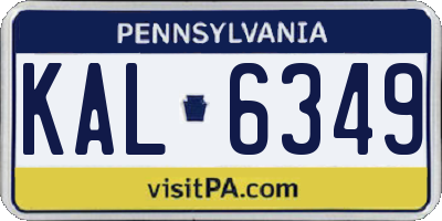 PA license plate KAL6349