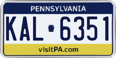 PA license plate KAL6351