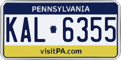 PA license plate KAL6355