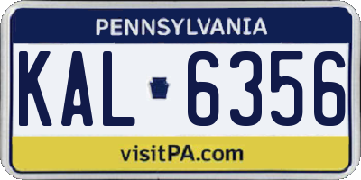 PA license plate KAL6356