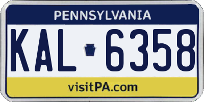 PA license plate KAL6358
