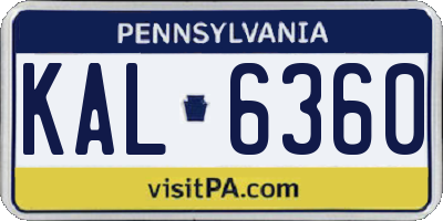 PA license plate KAL6360