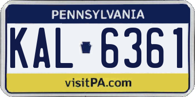 PA license plate KAL6361