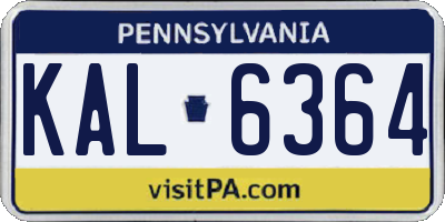 PA license plate KAL6364