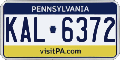 PA license plate KAL6372
