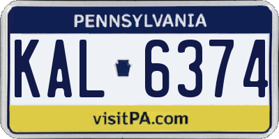 PA license plate KAL6374
