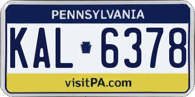PA license plate KAL6378