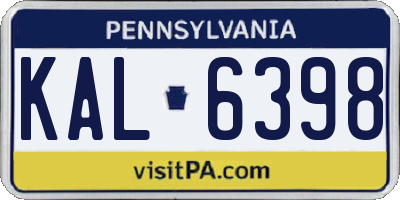 PA license plate KAL6398