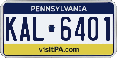 PA license plate KAL6401