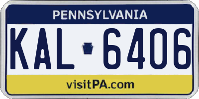 PA license plate KAL6406