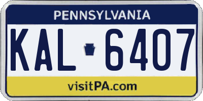 PA license plate KAL6407