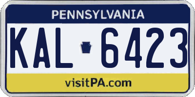PA license plate KAL6423