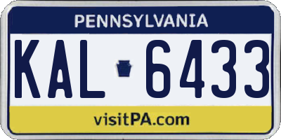 PA license plate KAL6433