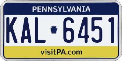 PA license plate KAL6451