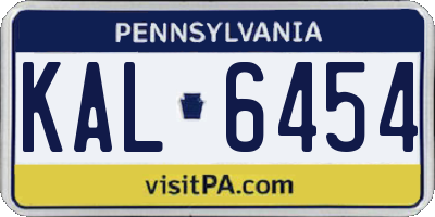 PA license plate KAL6454