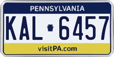 PA license plate KAL6457