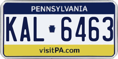 PA license plate KAL6463