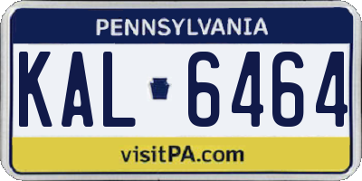 PA license plate KAL6464
