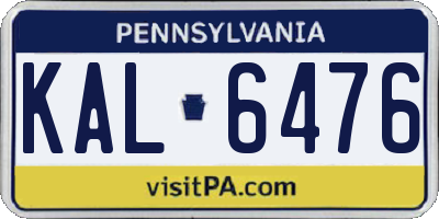 PA license plate KAL6476