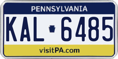 PA license plate KAL6485