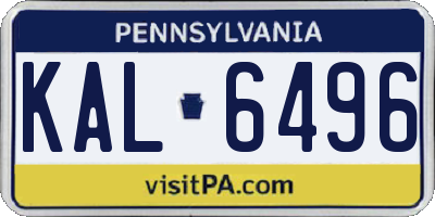 PA license plate KAL6496