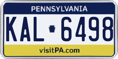 PA license plate KAL6498