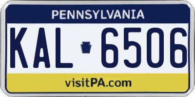 PA license plate KAL6506