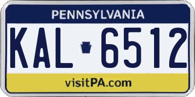 PA license plate KAL6512