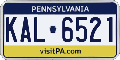 PA license plate KAL6521