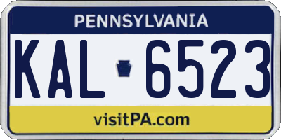 PA license plate KAL6523