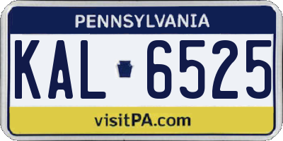PA license plate KAL6525