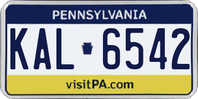PA license plate KAL6542