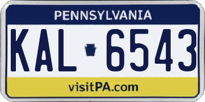 PA license plate KAL6543