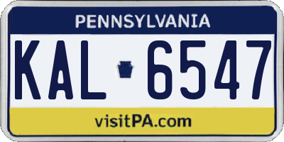 PA license plate KAL6547
